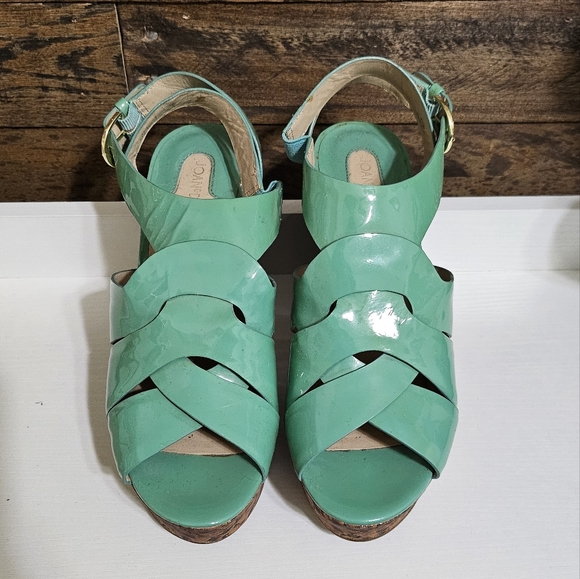 Joan & David teal wedges - Picture 3 of 8